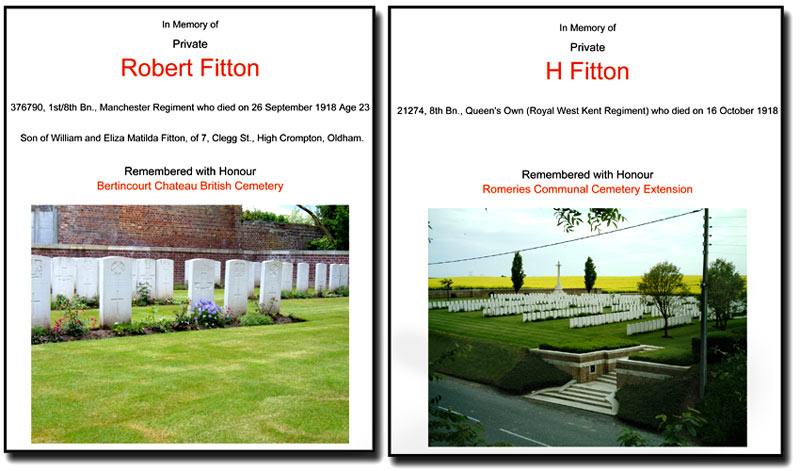CWGC - Memorials for Robert and Harry fitton