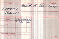 Medal Rolls Index Card - Robert Fitton