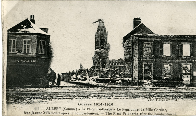 Albert - The Place Faidherbe after the bombardment