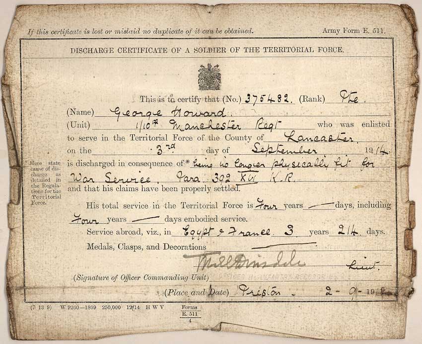 Discharge Papers 1918