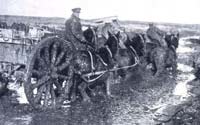 guns in horse-drawn wagons