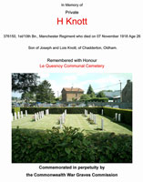 CWGC Memorial - Harry Knott