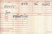 Medal Index Card: Driver Fred Knott 