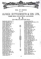 Roll of Honour at Glebe Mills - 'Alfred Butterworth & Son Ltd'. 