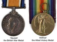 'Squeak' (the British War Medal) and 'Wilfred' (the Allied Victory Medal)