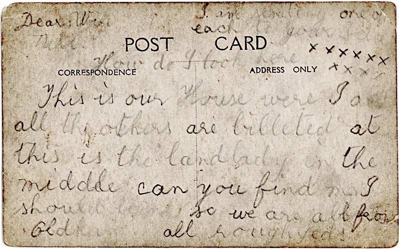 Photo/postcard sent to wife Nell, from James Pinder