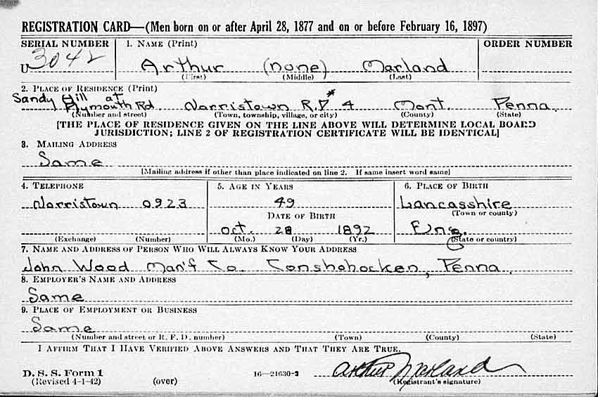 United States Draft Registration, 1942