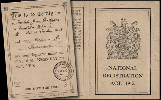 National Registration card 1915