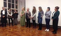 Hazel Roy (scriptwriter), Charlotte Bill (film maker), Alison Ronan (project organiser} and some of the ladies who took part in the film.