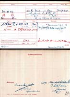 Medal card for Herbert Cecil  Shaw