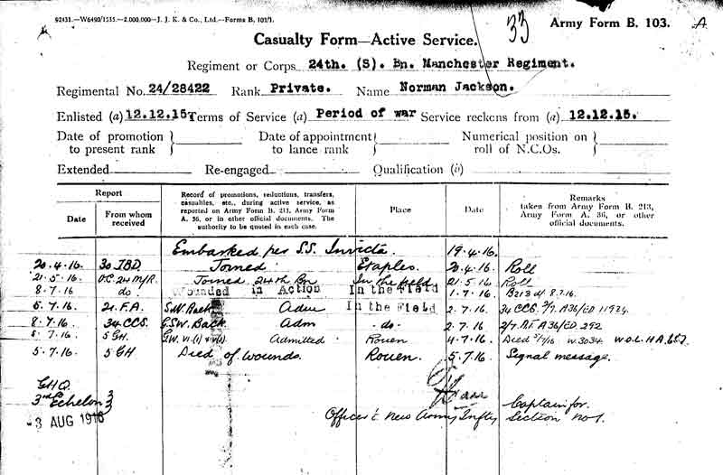 Private Norman Jackson, 28422