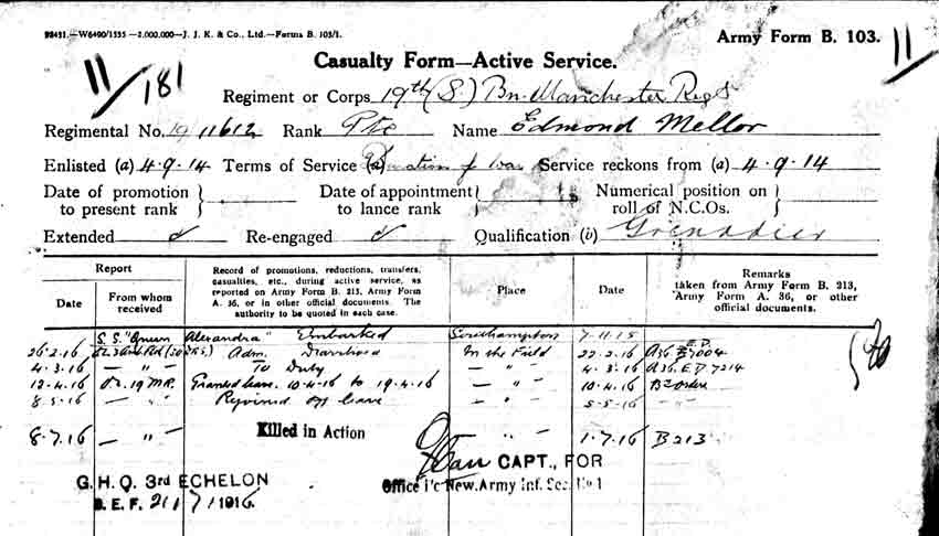 Service record - edmund mellor