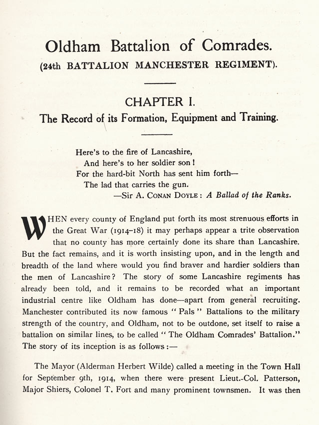 Oldham Historical Research Group - The 24th Battalion Manchester Regiment - the Oldham Comrades