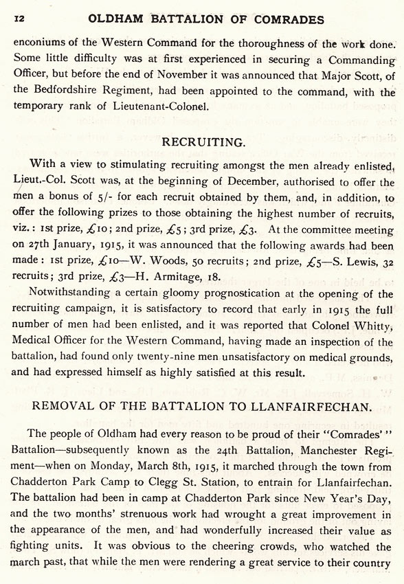 Oldham Historical Research Group - The 24th Battalion Manchester Regiment - the Oldham Comrades