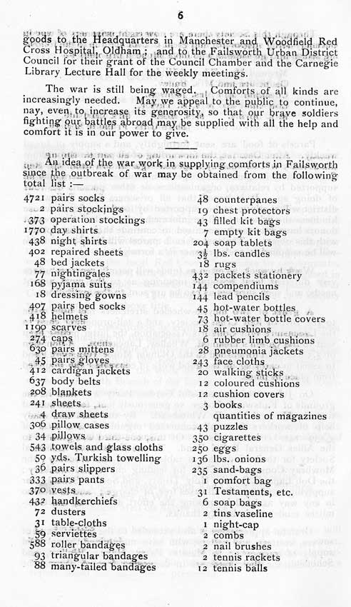 'The Failsworth and Woodhouses War Comforts Society'