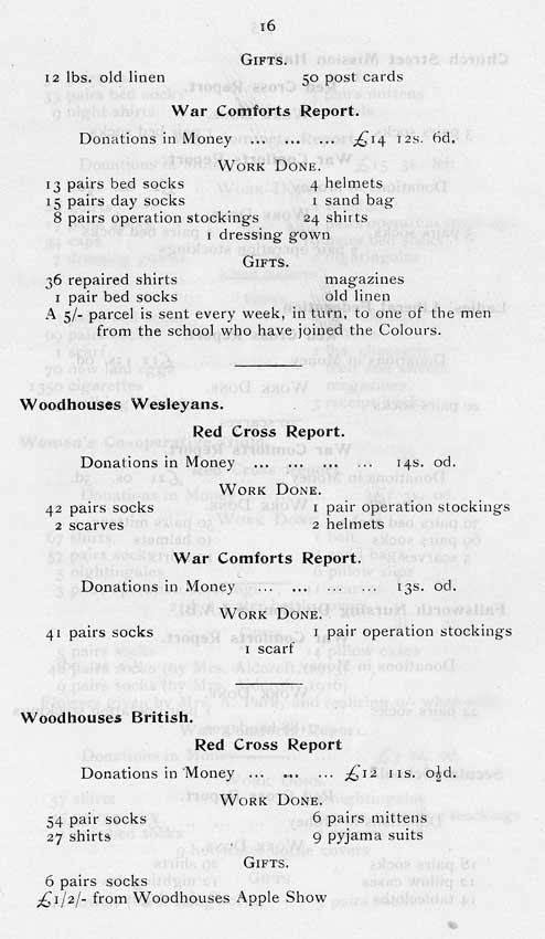 'The Failsworth and Woodhouses War Comforts Society'