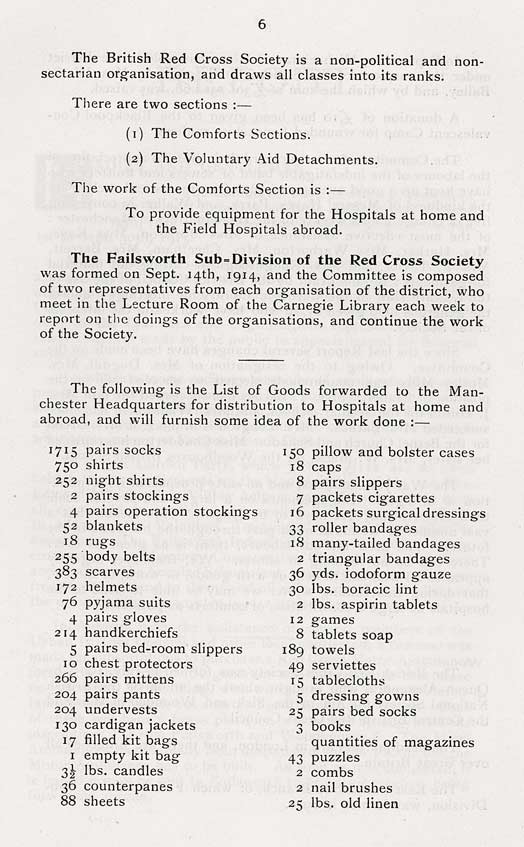 'The Failsworth and Woodhouses War Comforts Society'