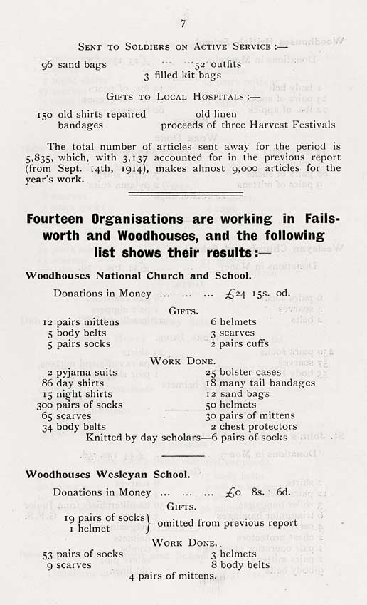 'The Failsworth and Woodhouses War Comforts Society'