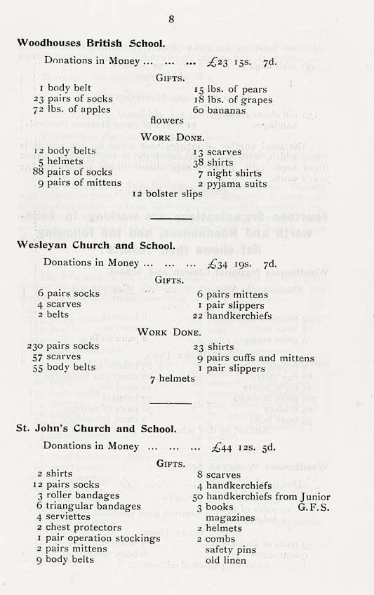 'The Failsworth and Woodhouses War Comforts Society'