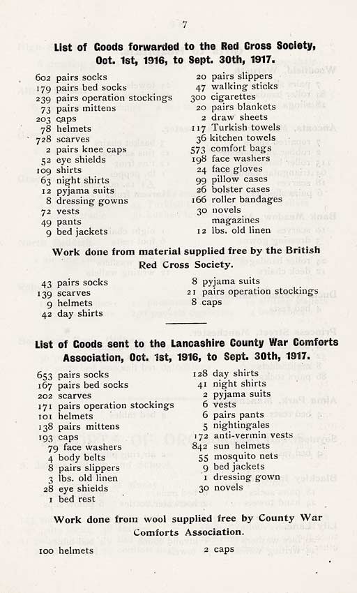 'The Failsworth and Woodhouses War Comforts Society'