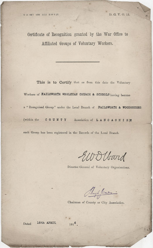 Certificate of Recognition 1916