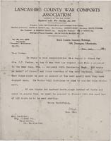 Letter on 'Lancashire County War Comforts Society' headed notepaper