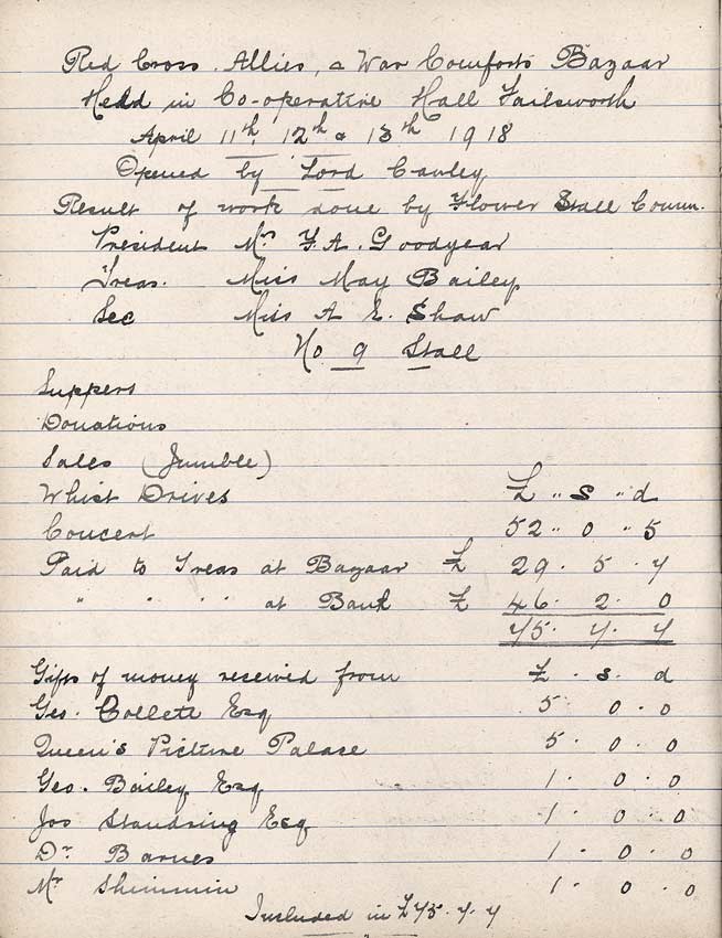 Notebook 1 of Failsworth Wesleyan Group of 'The Failsworth and Woodhouses War Comforts Society'