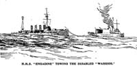 HMS 'Engadine' towing the disabled 'Warrior'