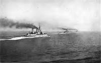 HMS 'Queen Mary' - Photo taken from HMS 'Tiger' about two hours before the action