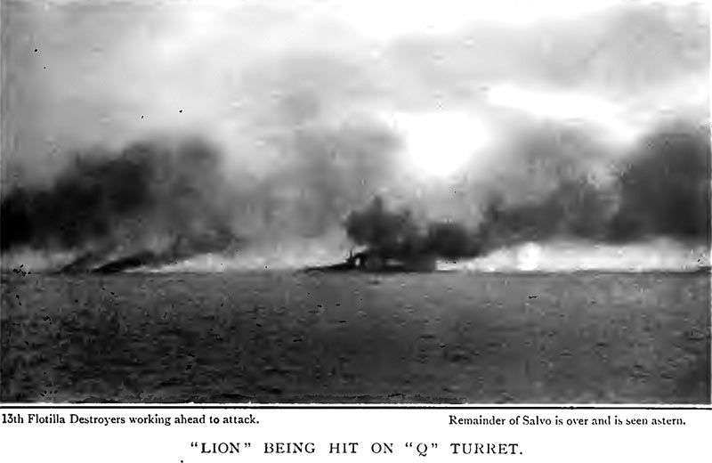 HMS ''Lion being hit on 'Q' turret