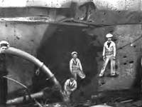 Damage to the funnel on HMS Lion