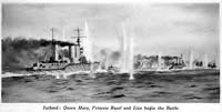 Jutland : HMS 'Queen Mary', 'Princess Royal', and 'Lion' begin the Battle