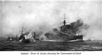 Jutland : Crew of 'Acasta' cheering the Commander-in-Chief