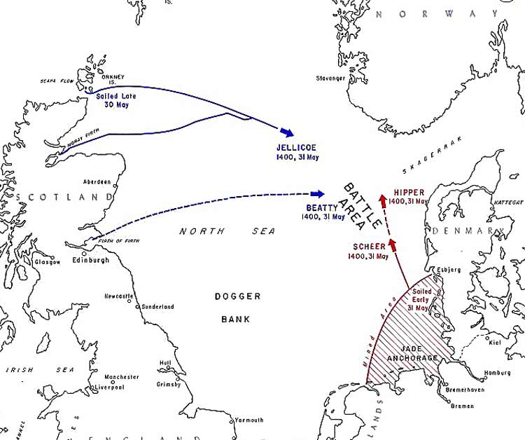 Map of Battle  Area of Jutland