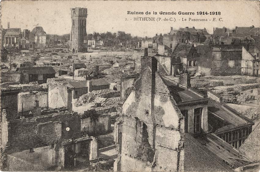 ruins of Bethune, in France, from cousin Asa Crabtree serving in the RAMC. 