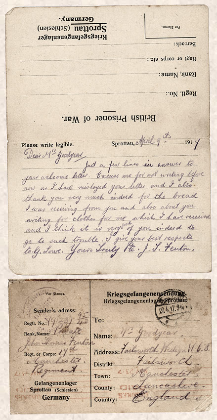 WW1 letter- card