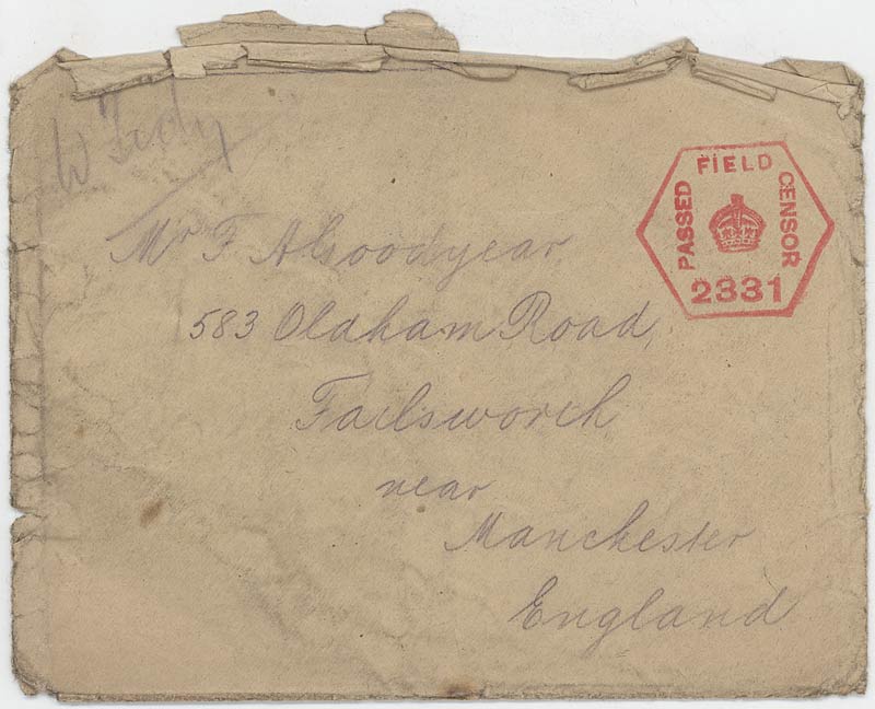 Letter : British Expeditionary Force, France January 22nd, 1916