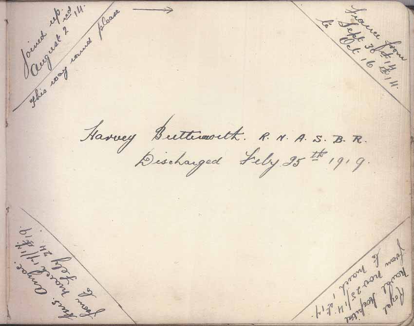 St Paul's Methodist church WW1 Memorial Autograph Book - Harvey Butterworth