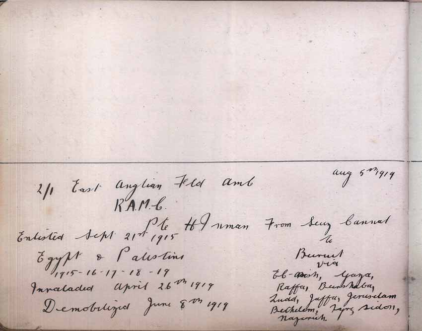 St Paul's Methodist church WW1 Memorial Autograph Book - Private H. Inman