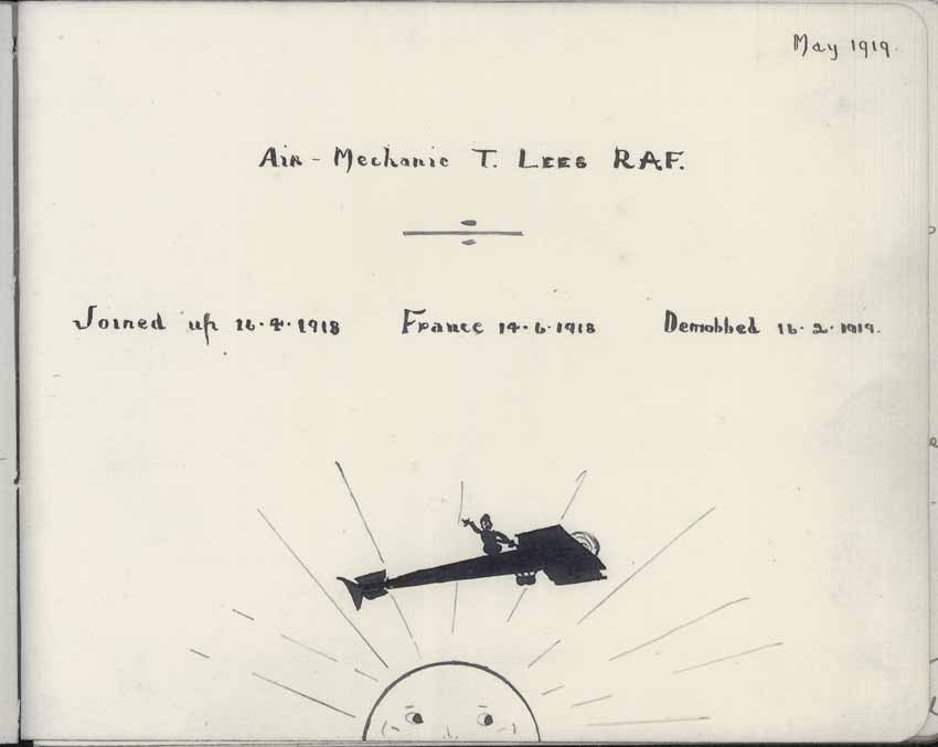 St Paul's Methodist church WW1 Memorial Autograph Book  - Air Mechanic T. Lees