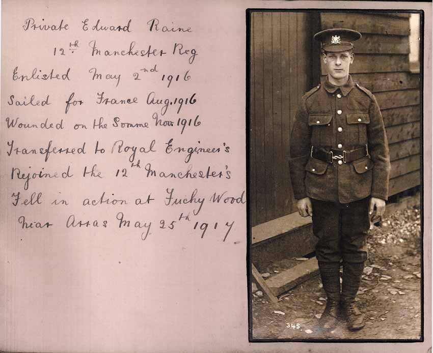 St Paul's Methodist church WW1 Memorial Autograph Book  - Private Edward Raine