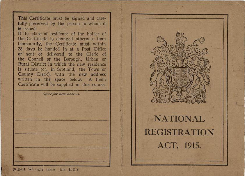 1915 National Registration Card