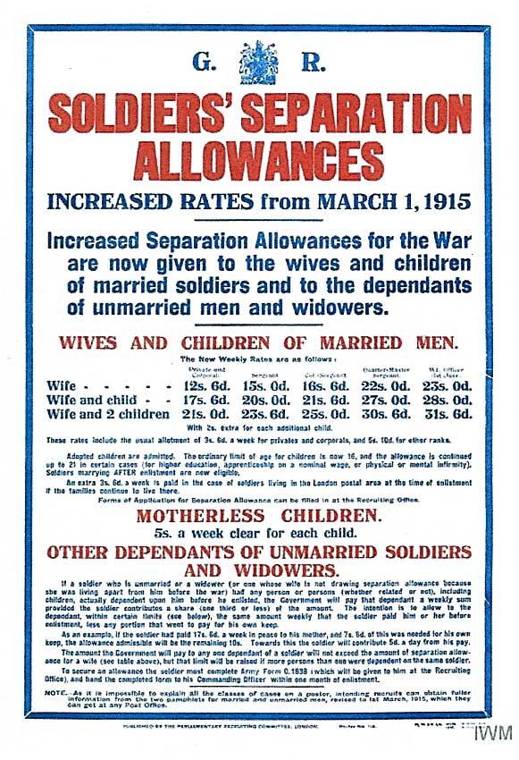 Soldiers' Separation Allowances 1914-1918