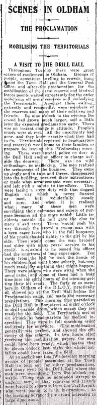 from: Oldham Standard Wednesday August 5th 1914