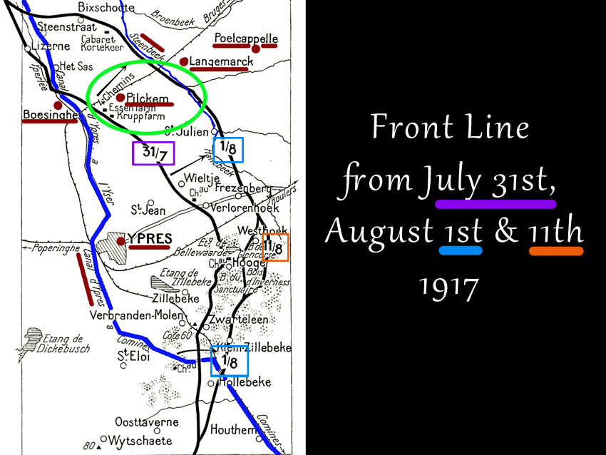 Front Line at Ypres - July 31st, August 1st & 11th, 1917