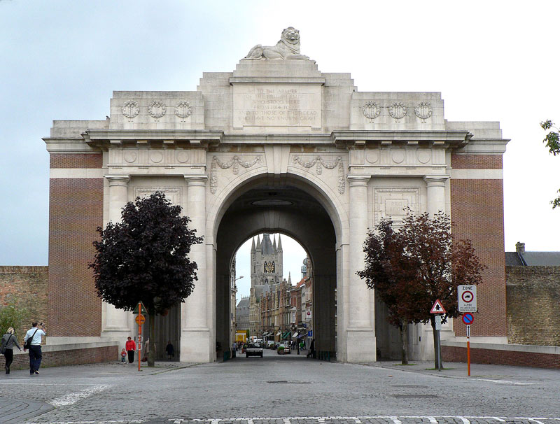 The Menin Gate Memorial - looking back into the Town of Ypres