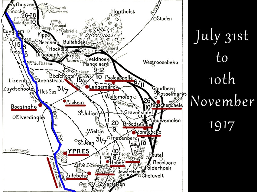 Ypres - The Changing Front Line between 31st July and 10th November 1917
