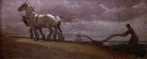 A Land Girl Ploughing