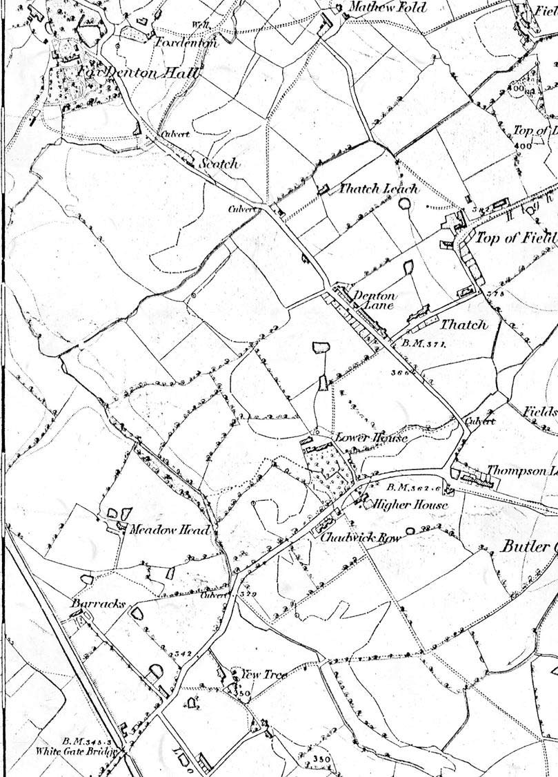 A photocopy of a Map from 1617 showing a part of Chadderton.