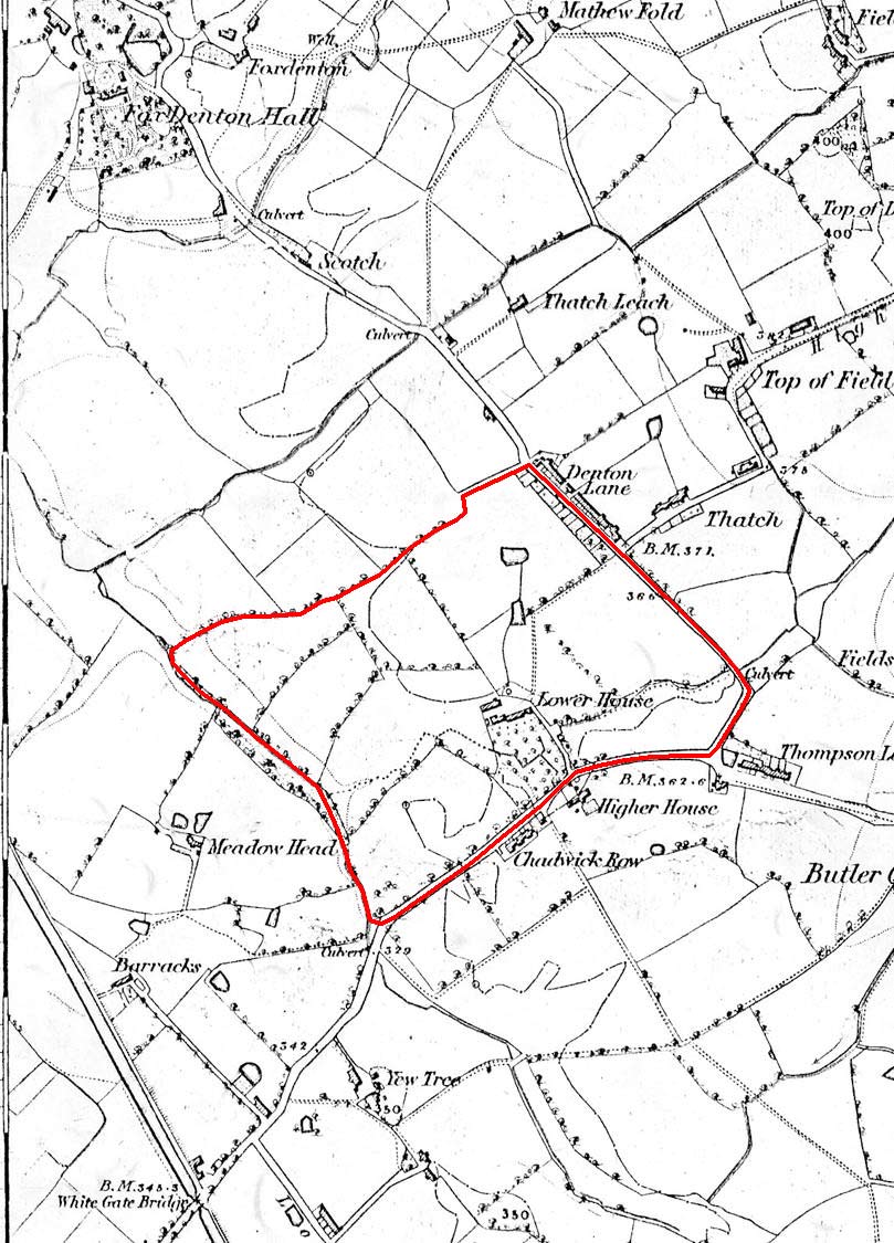 A photocopy of a Map from 1617 showing a part of Chadderton.